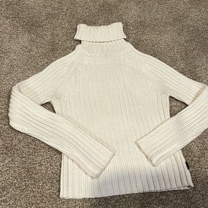 Warm cream chunky cotton sweater perfect for winter or spring wear with jeans.